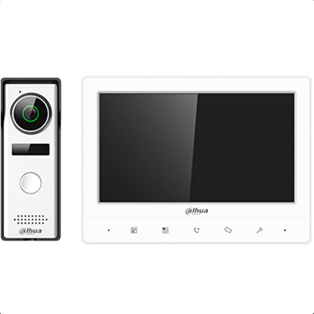 KIT DAHUA ESTACIÓN EXTERIOR Y MONITOR ANÁLOGO, PANTALLA TFT 7 , FUNCIÓN DE VIDEOPORTERO: DESBLOQUEO, LLAMADA DE VOZ, VIDEOLLAMADA, CONTROL DE VOLUMEN, BOTÓN MECÁNICO, INCLUYE MÚLTIPLES SONIDOS DE CAMPANA, RESOLUCIÓN 1024 X 600